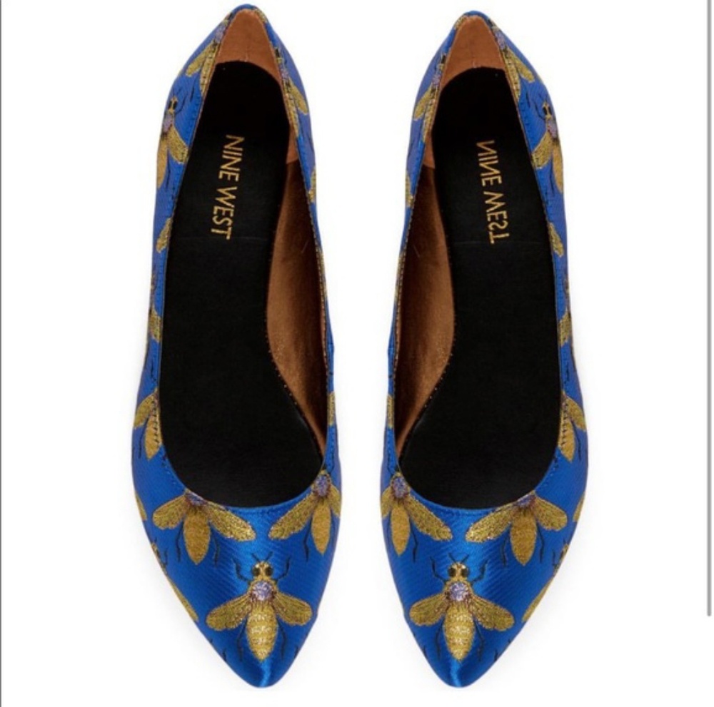 Blue and gold bee flats